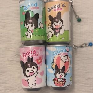 Kuromi can wet wipes Canister Keychain Pink set of 4 car stroller